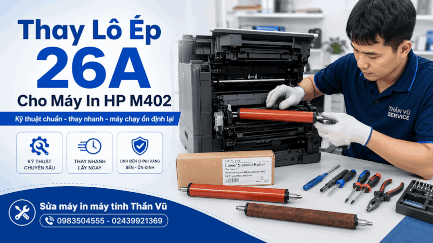 Phụ kiện lô ép 26A cho máy in HP M402, phù hợp sửa chữa và thay thế.